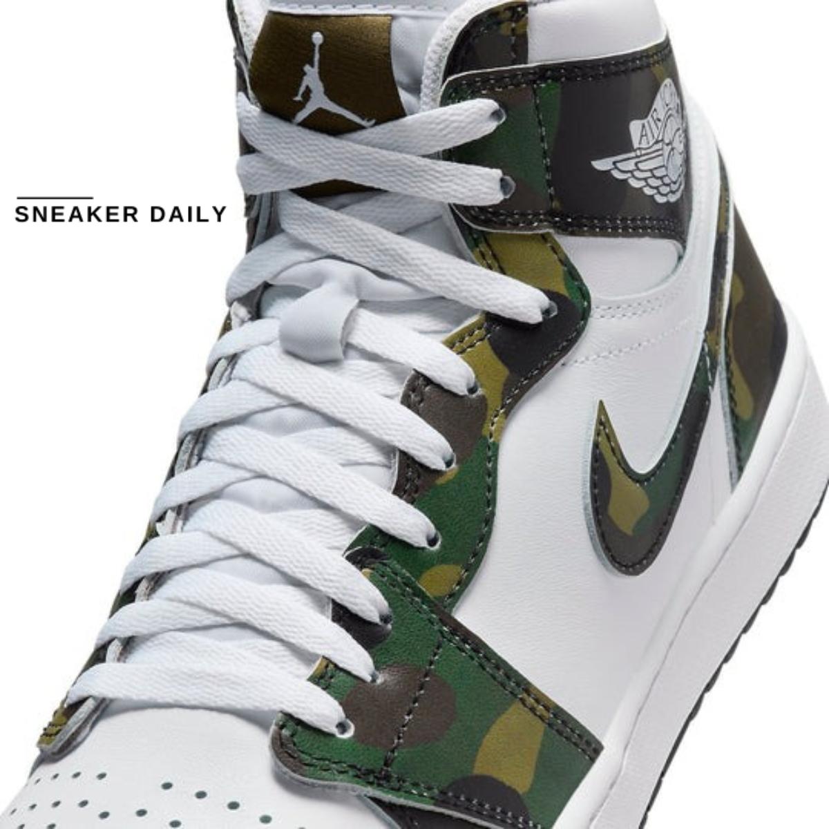 Đế ngoài chuyên golf với vòng xoay bàn chân trước của Air Jordan 1 High Golf Camo