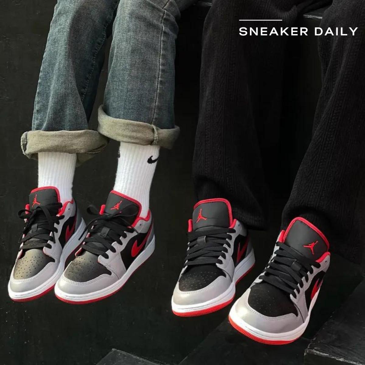 Đế ngoài herringbone và chất liệu da thân giày Air Jordan 1 Low 553558-060