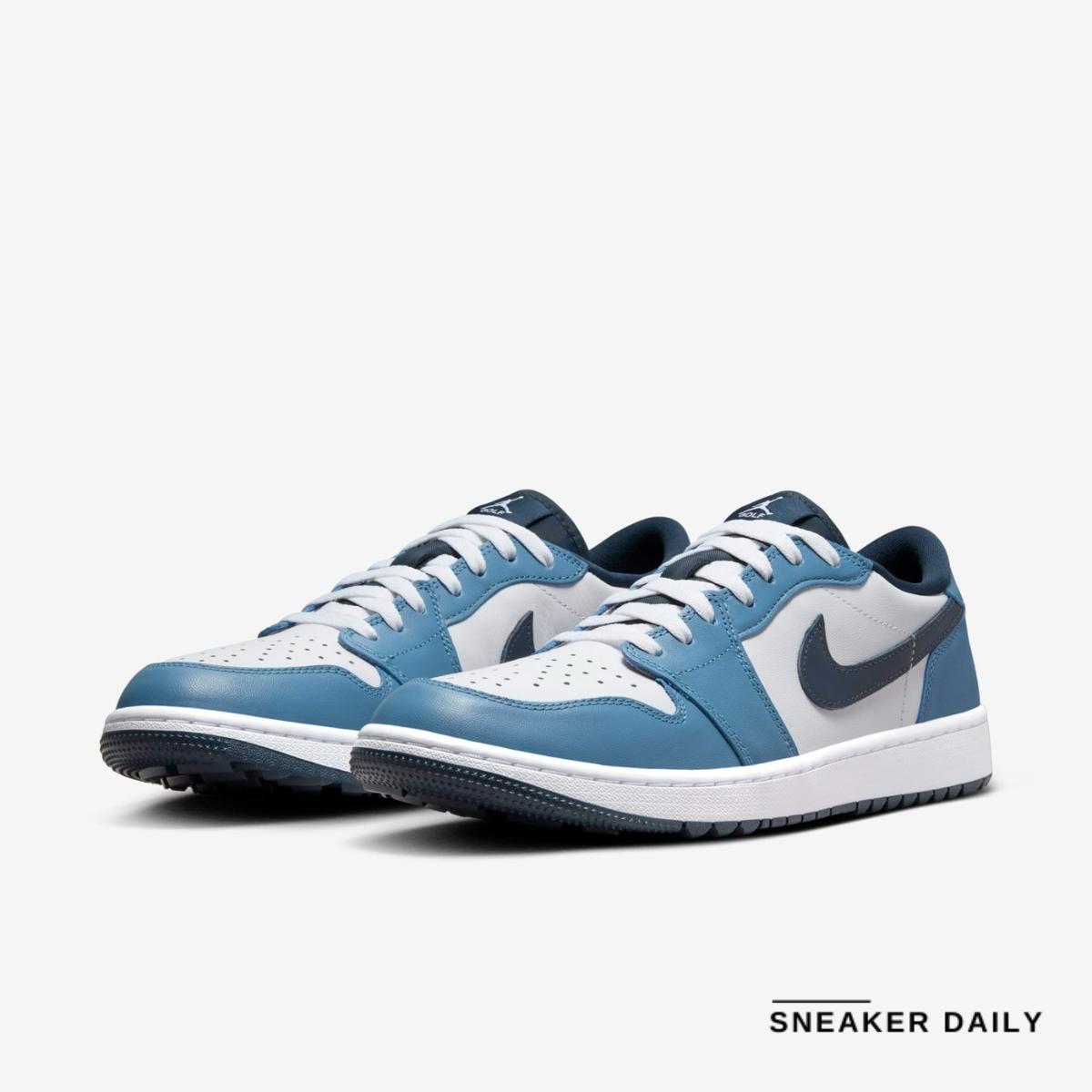 Chi tiết đế gai và màu Aegean Storm của Air Jordan 1 Low Golf DD9315-115