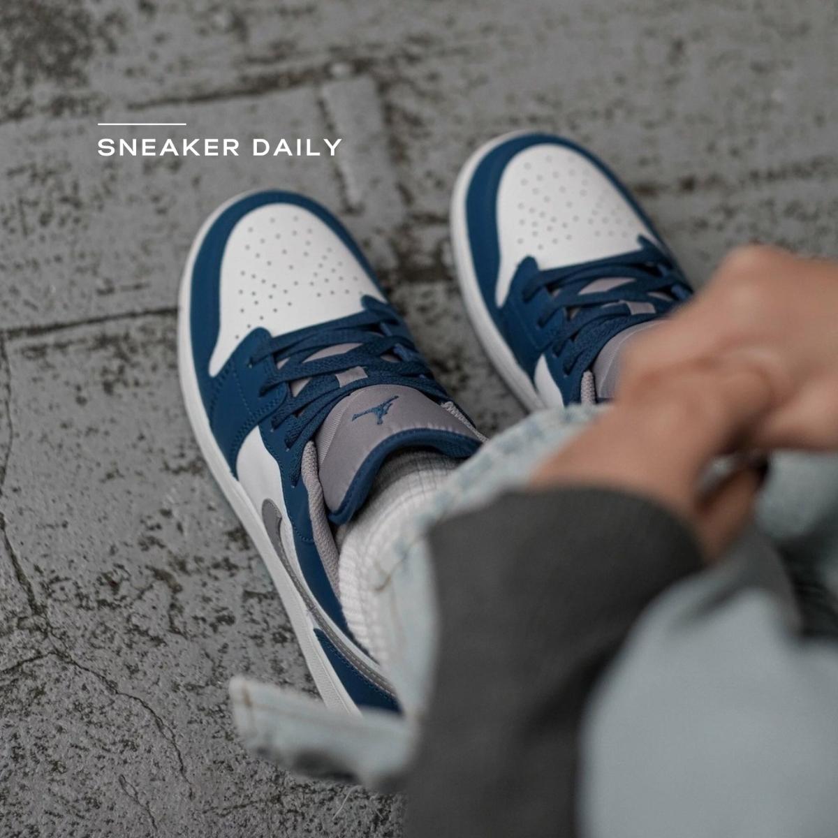 Giày Air Jordan 1 Low GS Midnight Navy Wolf Grey 553560-141 - Ảnh 6