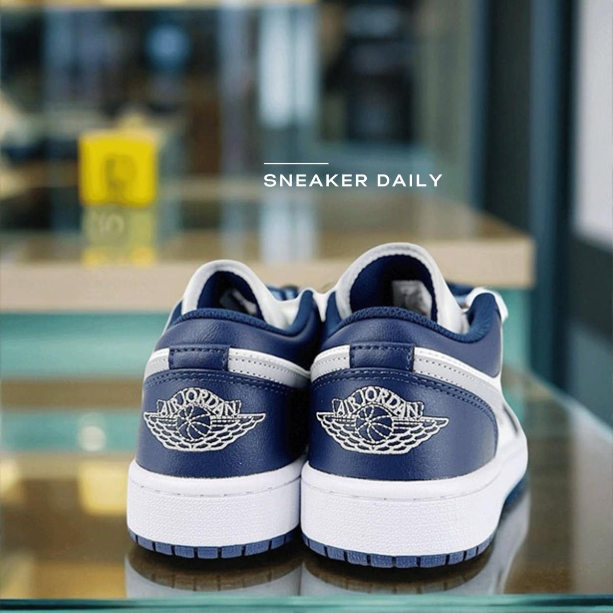 Giày Air Jordan 1 Low GS Midnight Navy Wolf Grey 553560-141 - Ảnh 9