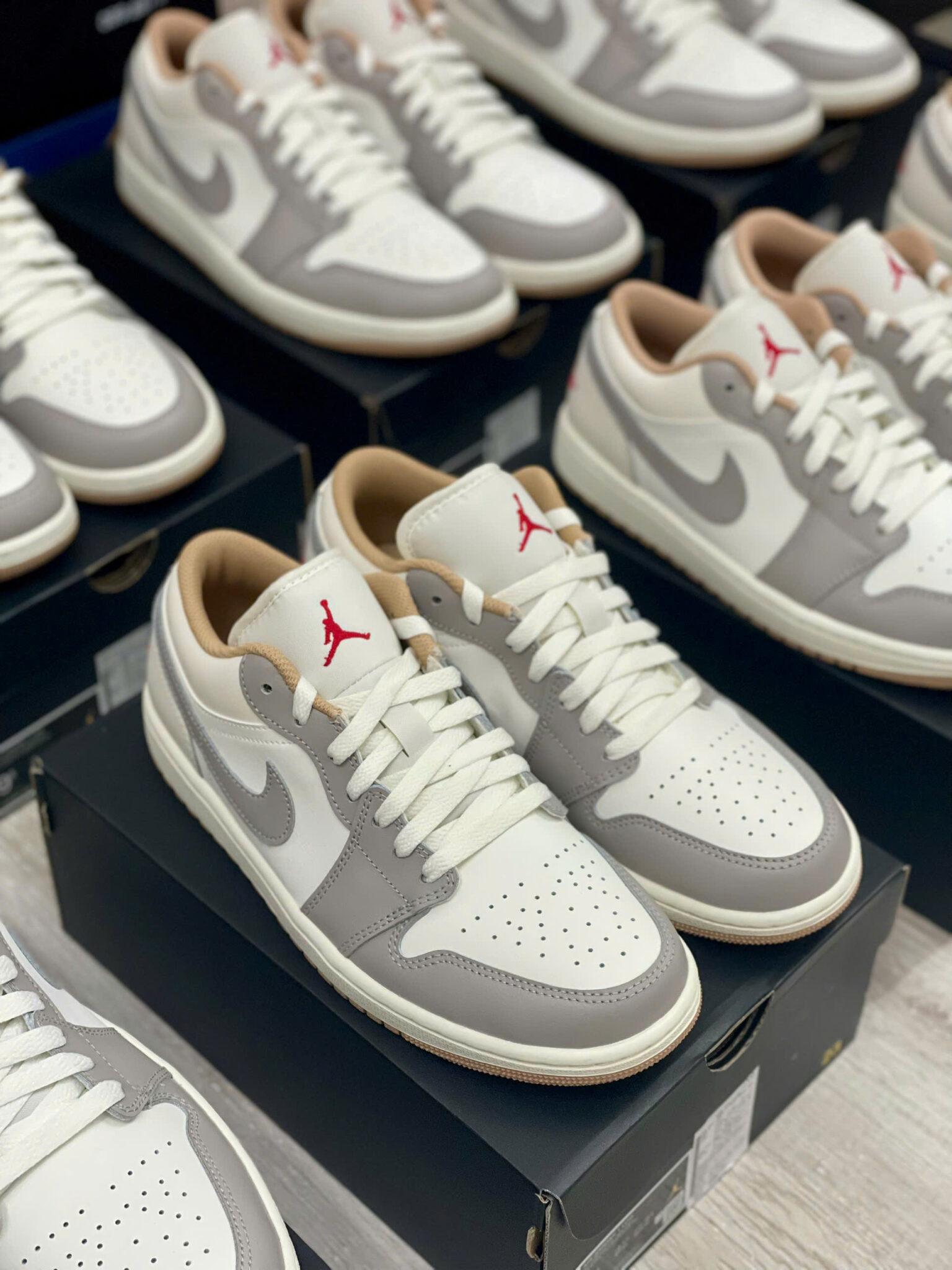 Giày Air Jordan 1 Low Red College Grey 553558-169 - Ảnh 4
