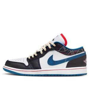 Giày Air Jordan 1 Low White Industrial Blue Siren Red FV3622-141