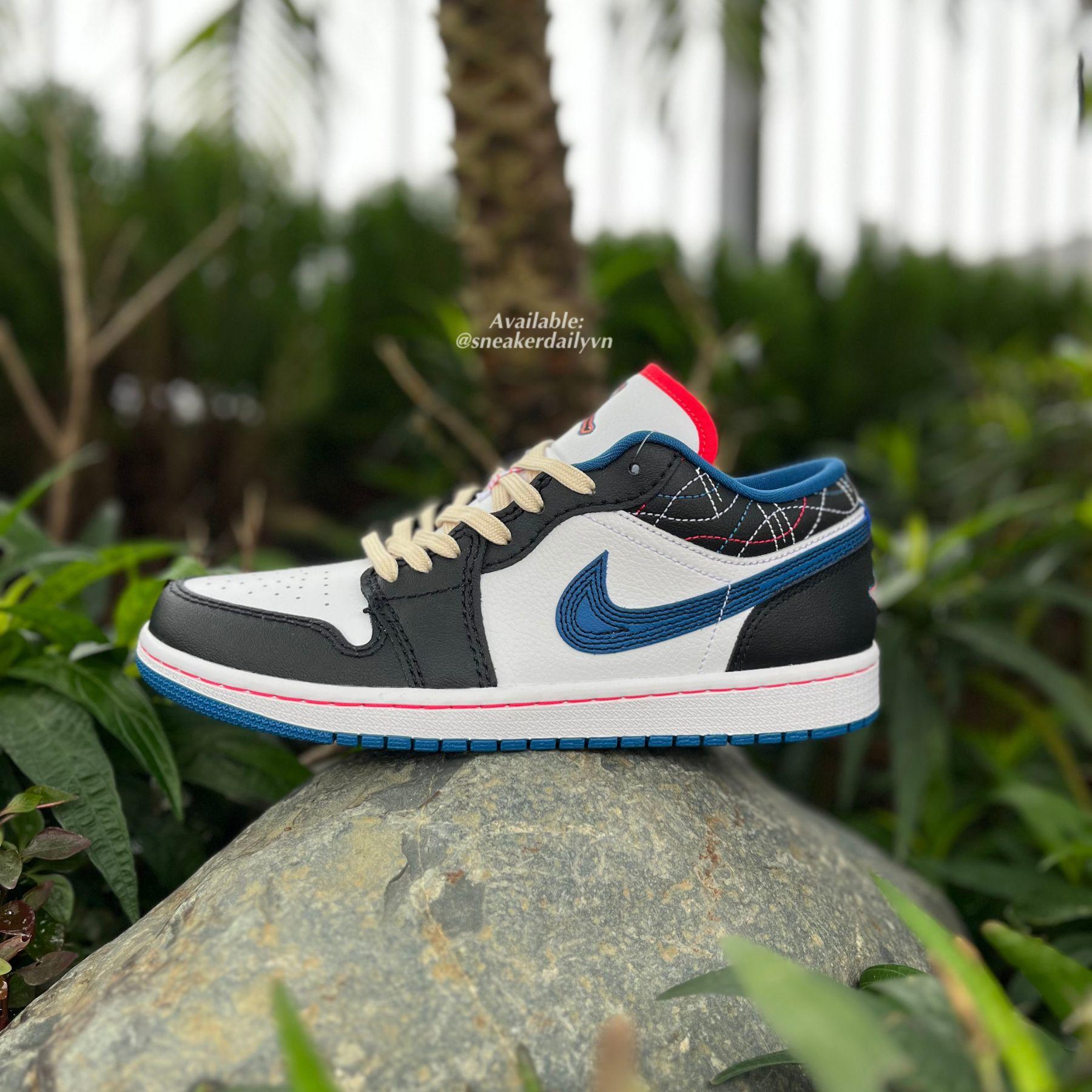 Giày Air Jordan 1 Low White Industrial Blue Siren Red FV3622-141 - Ảnh 2