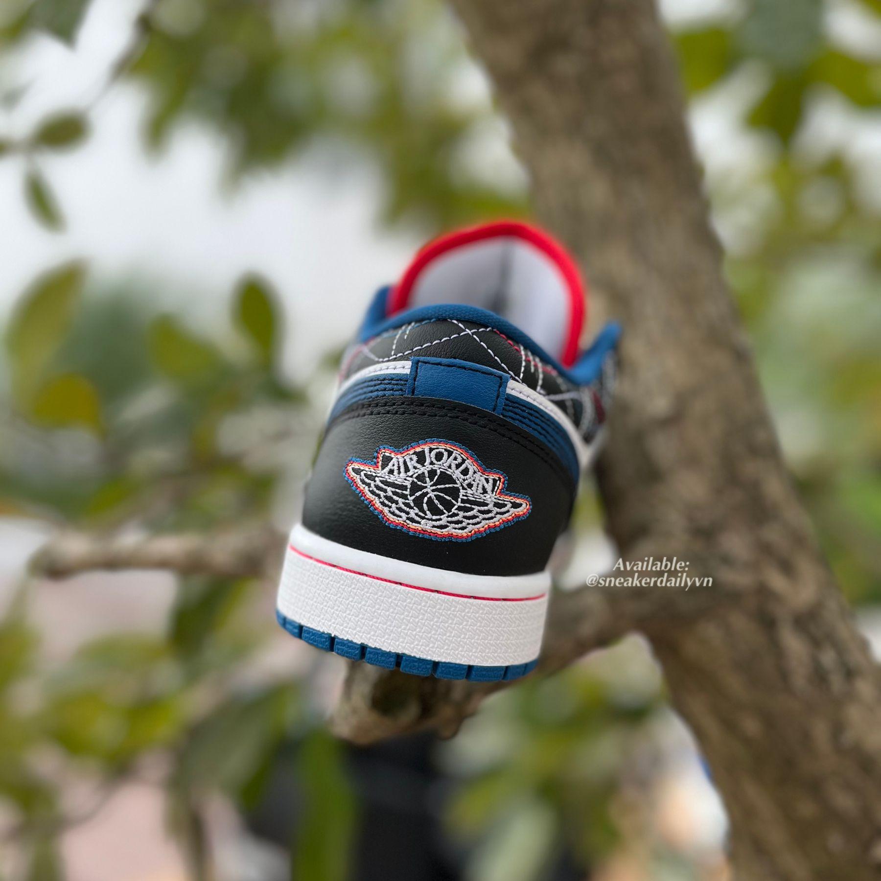 Giày Air Jordan 1 Low White Industrial Blue Siren Red FV3622-141 - Ảnh 4