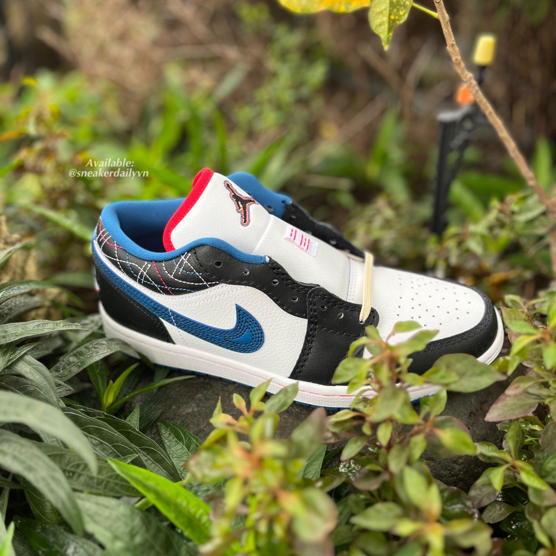Giày Air Jordan 1 Low White Industrial Blue Siren Red FV3622-141 - Ảnh 5