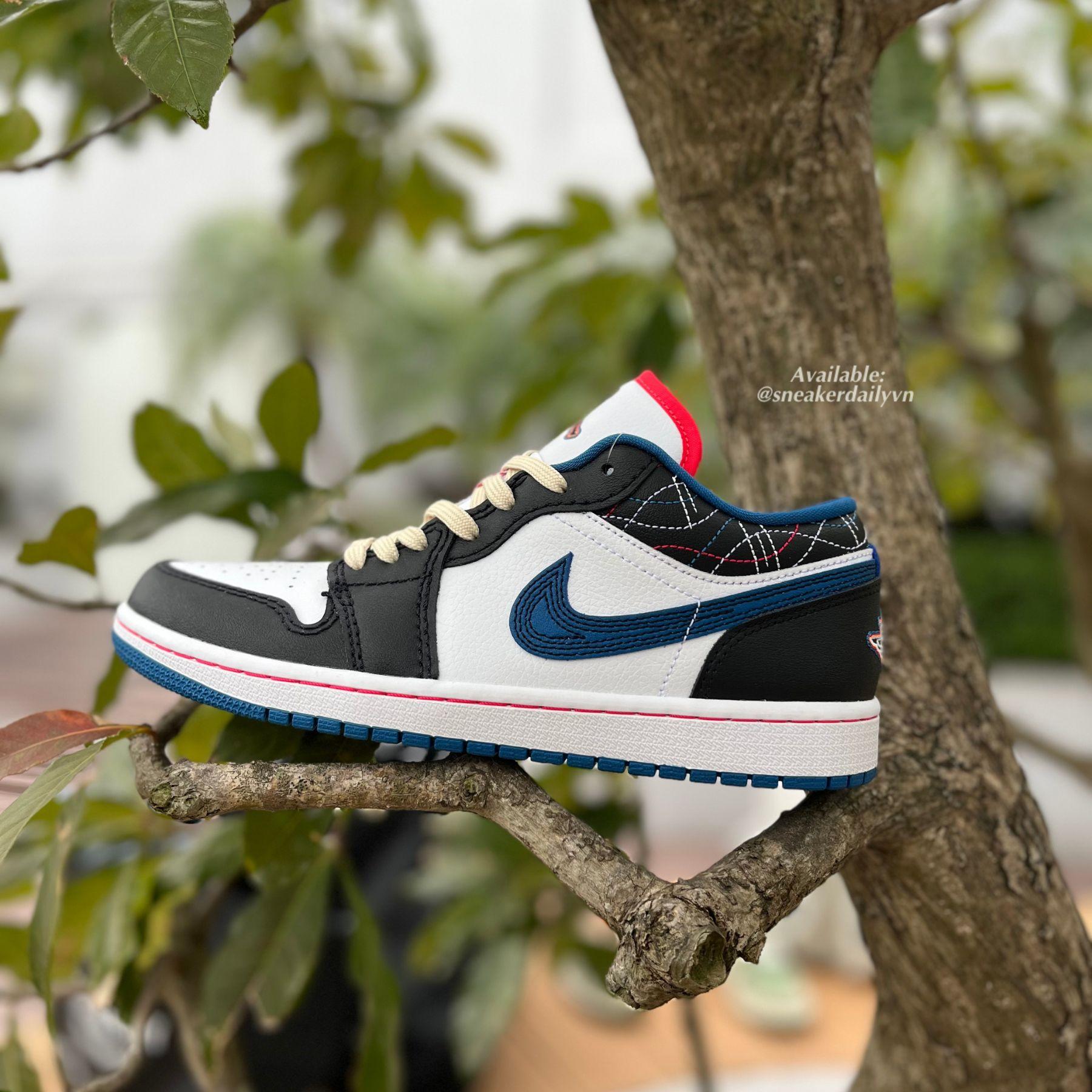 Giày Air Jordan 1 Low White Industrial Blue Siren Red FV3622-141 - Ảnh 7