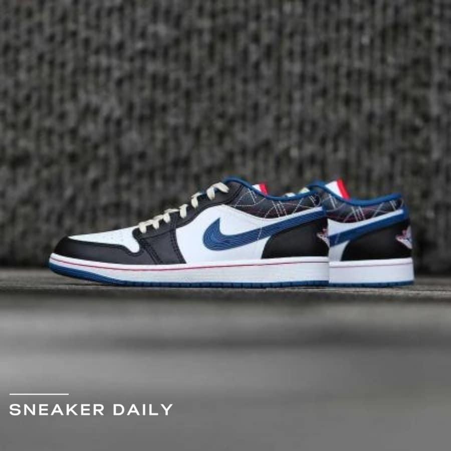Giày Air Jordan 1 Low White Industrial Blue Siren Red FV3622-141 - Ảnh 8