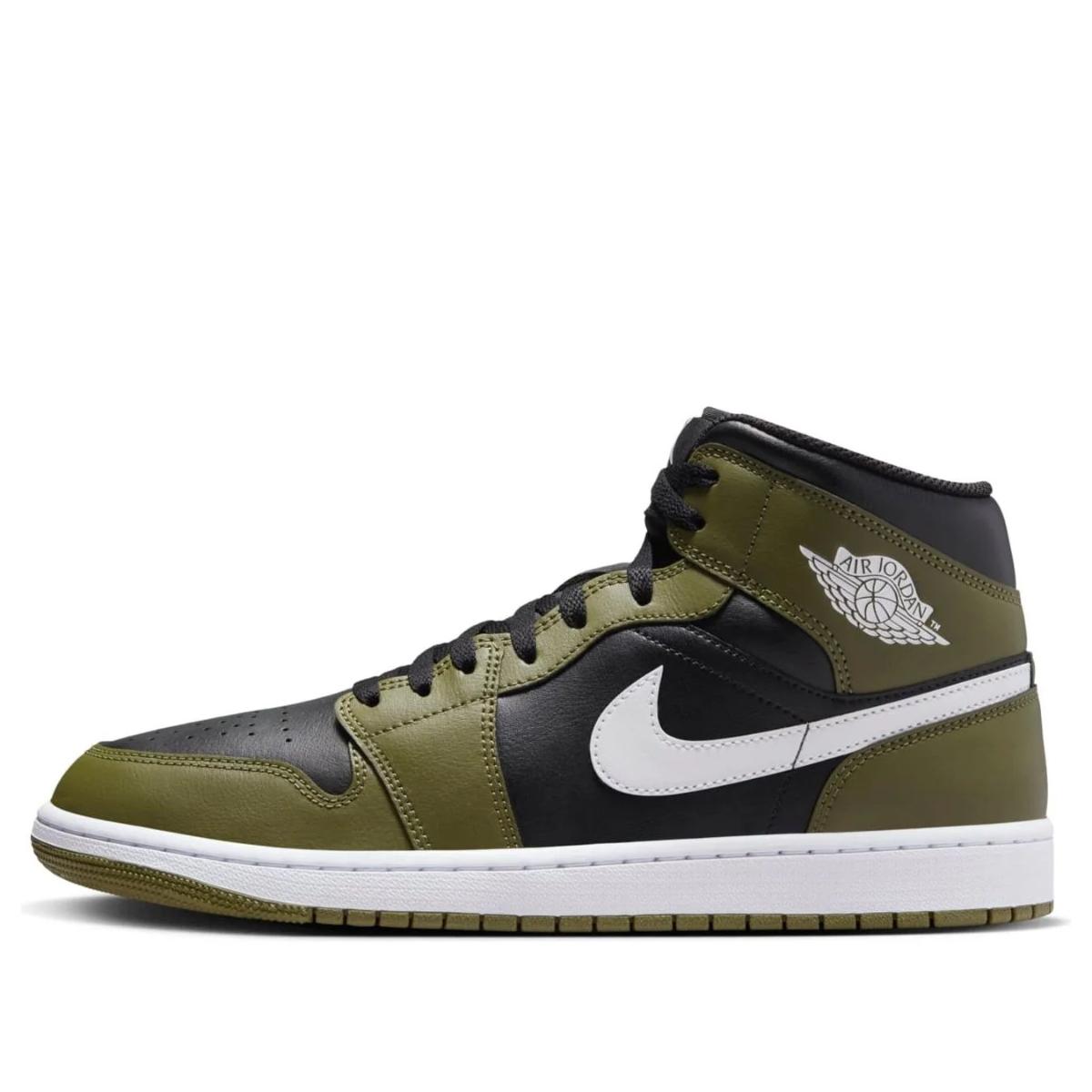 Giày Air Jordan 1 Mid Black Medium Olive DQ8426-092 nhìn toàn cảnh