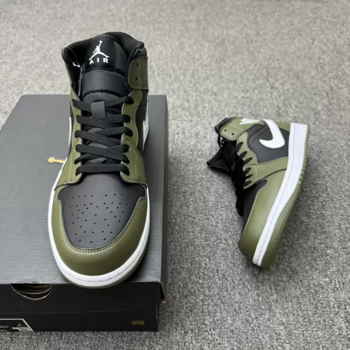 Giày Air Jordan 1 Mid Black Medium Olive DQ8426-092 - Ảnh 8