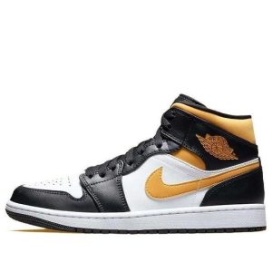 Giày Air Jordan 1 Mid Black University Gold 554724-177