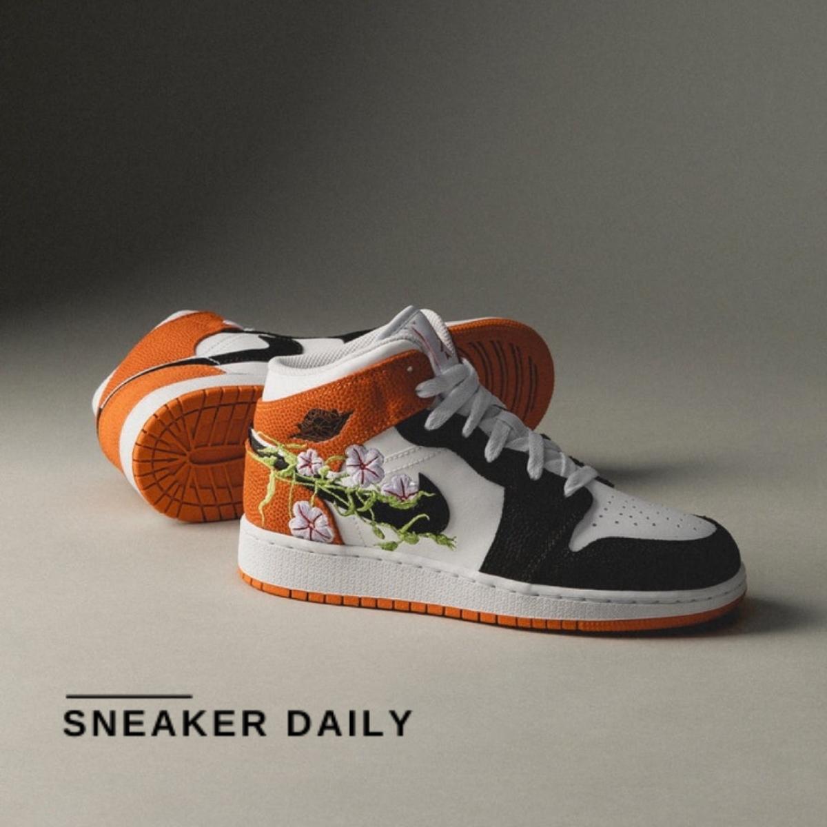 Giày Air Jordan 1 Mid Floral (GS) DQ8390-100 - Ảnh 8
