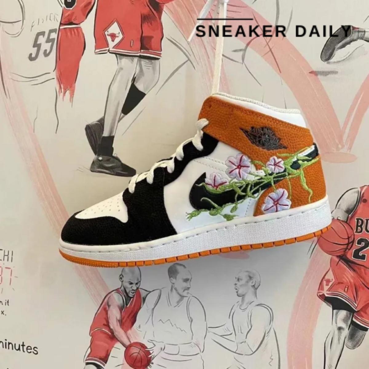 Giày Air Jordan 1 Mid Floral (GS) DQ8390-100 - Ảnh 9
