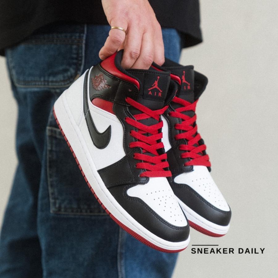 Giày Air Jordan 1 Mid GS Gym Red Black Toe DQ8423-106 - Ảnh 5