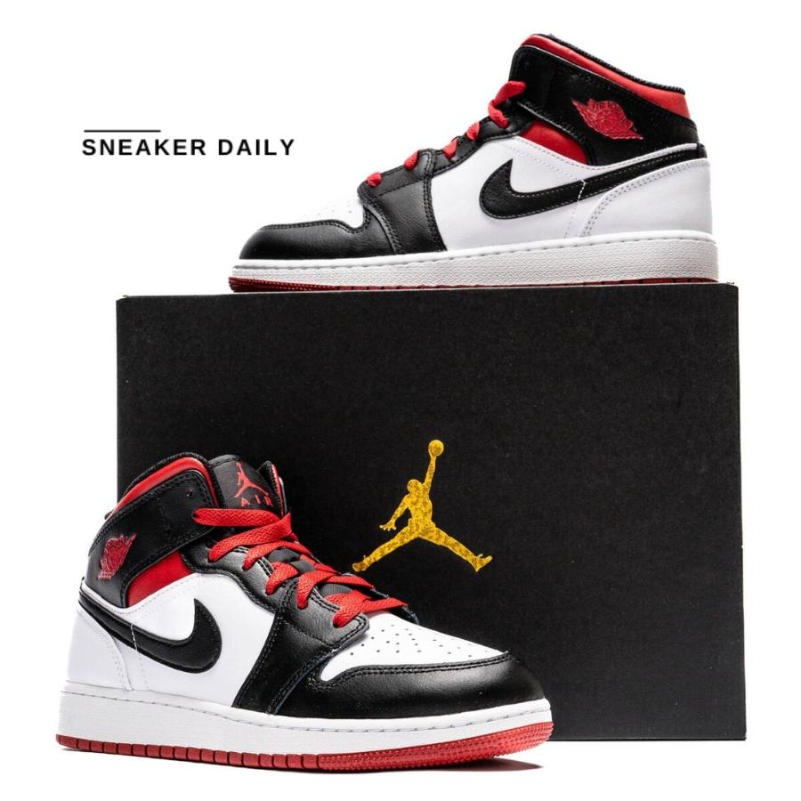 Giày Air Jordan 1 Mid GS Gym Red Black Toe DQ8423-106 - Ảnh 8