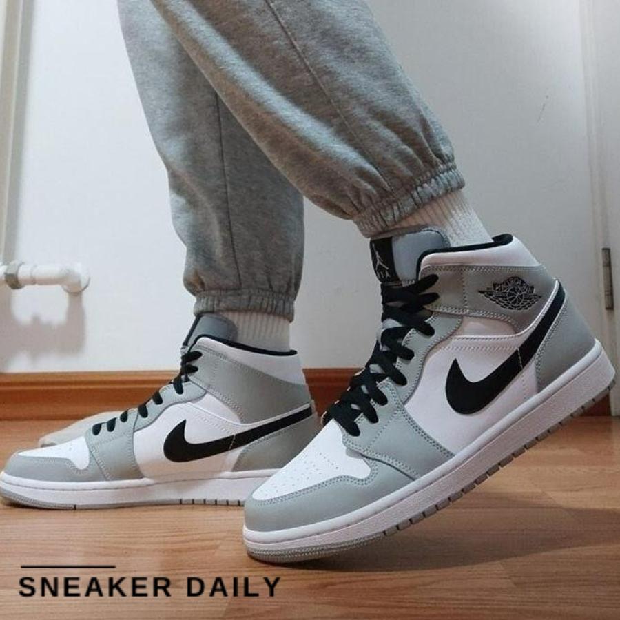 Giày Air Jordan 1 Mid Light Smoke Grey Black (GS) 554725-092 - Ảnh 2