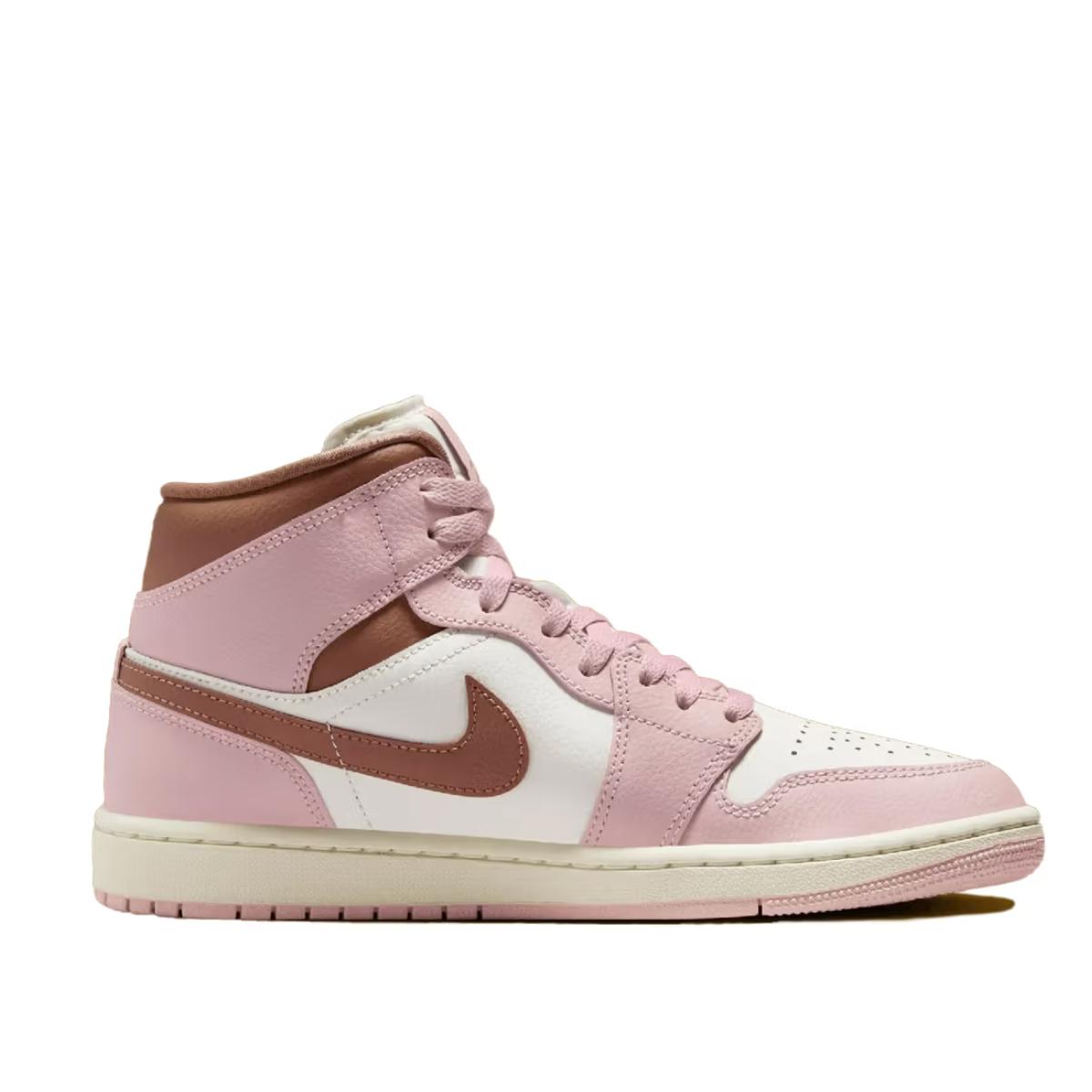 Chi tiết màu sắc hồng nâu trắng trên Air Jordan 1 Mid Neapolitan