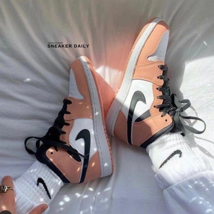 Giày Air Jordan 1 Mid Pink Quartz 555112-603 - Ảnh 9