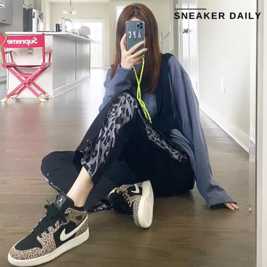 Giày Air Jordan 1 Mid SE Leopard (GS) BQ6931-021 - Ảnh 6