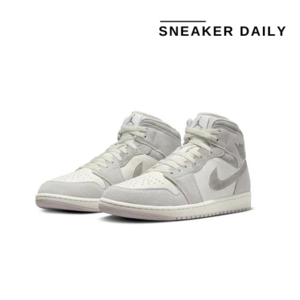 Giày Air Jordan 1 Mid SE Neutral Grey Suede FQ7720-002 - Ảnh 6