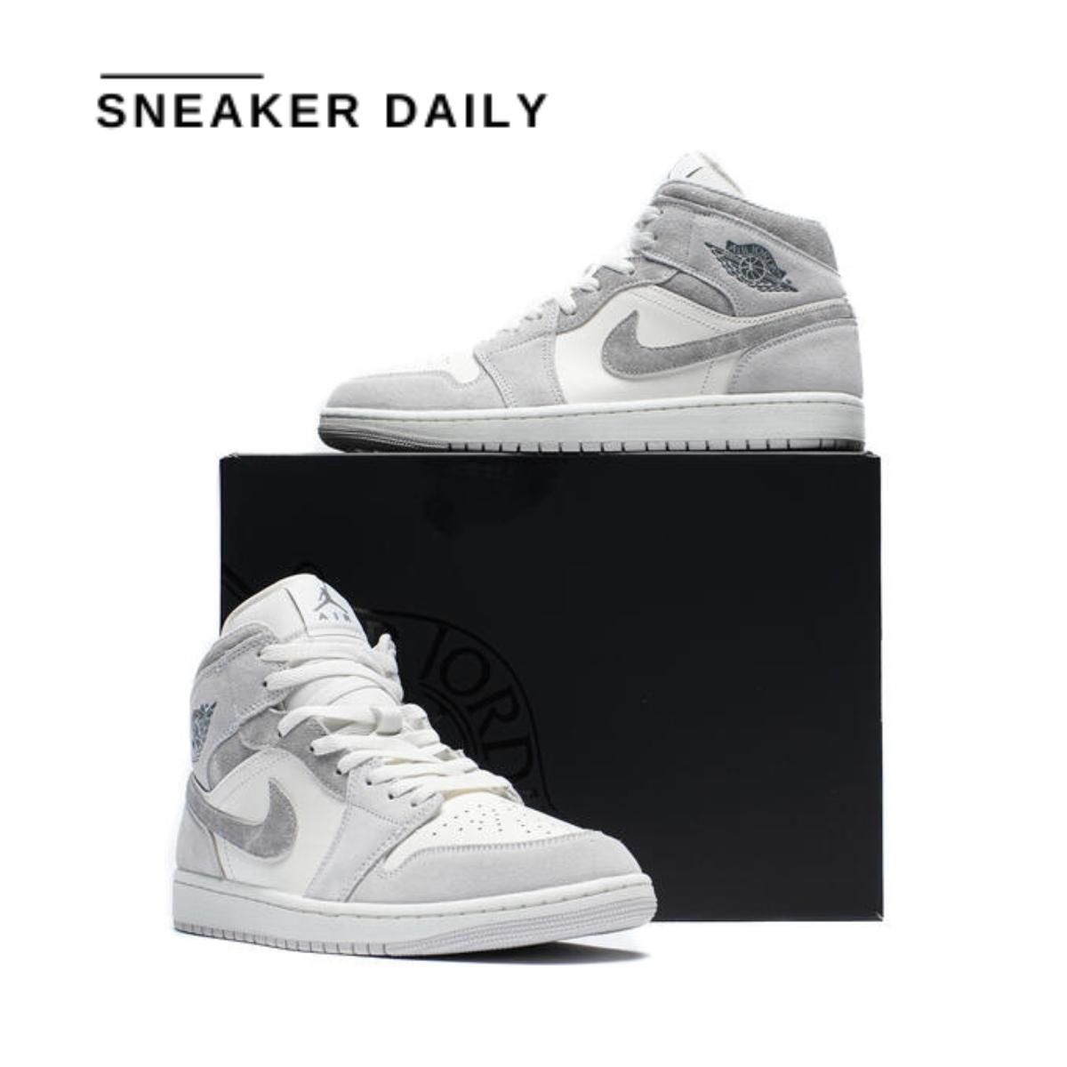 Giày Air Jordan 1 Mid SE Neutral Grey Suede FQ7720-002 - Ảnh 7