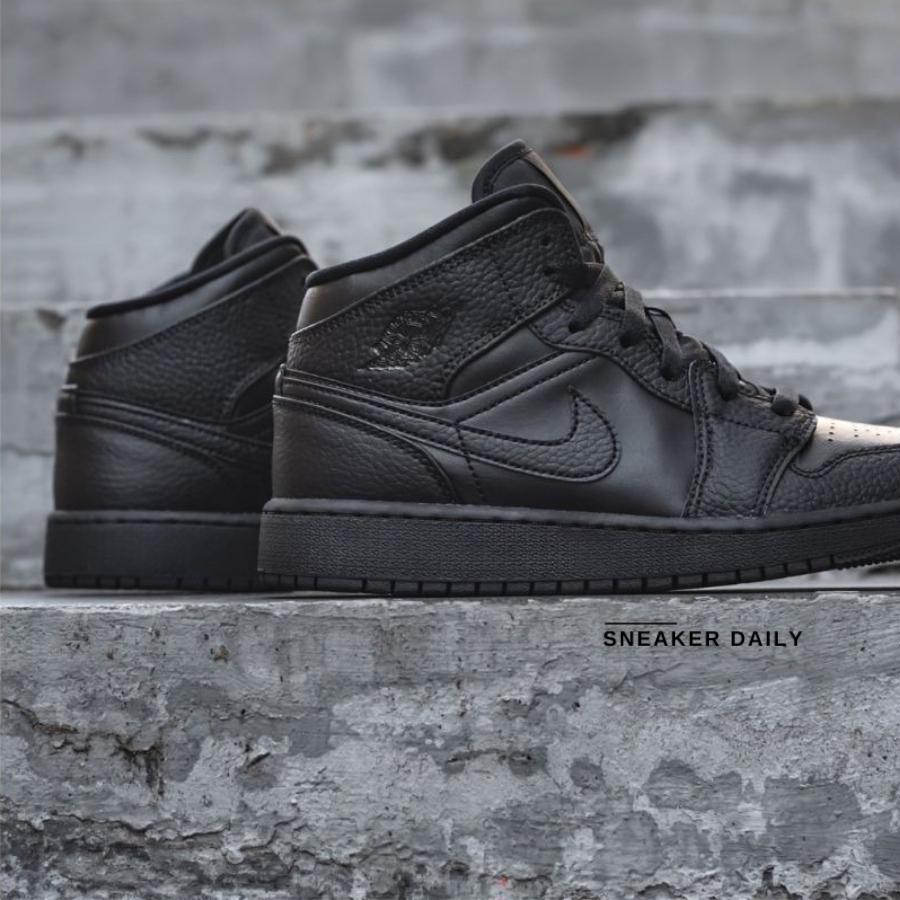 Giày Air Jordan 1 Mid Triple Black 2020 554725-091 - Ảnh 7