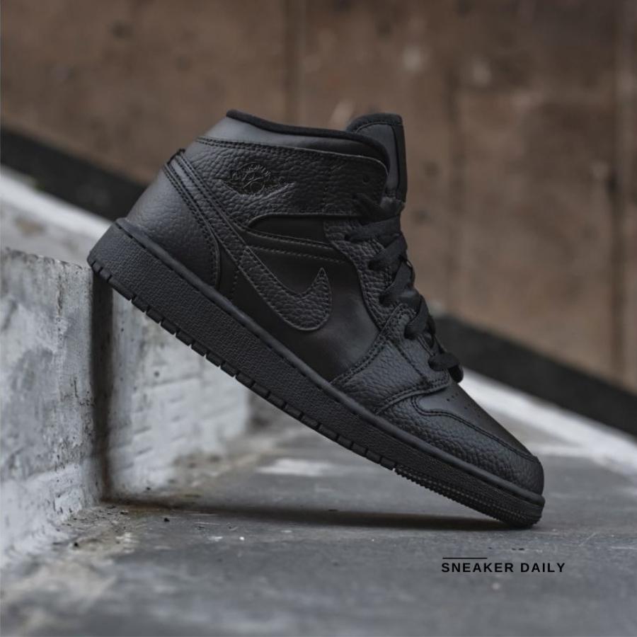 Giày Air Jordan 1 Mid Triple Black 2020 554725-091 - Ảnh 9