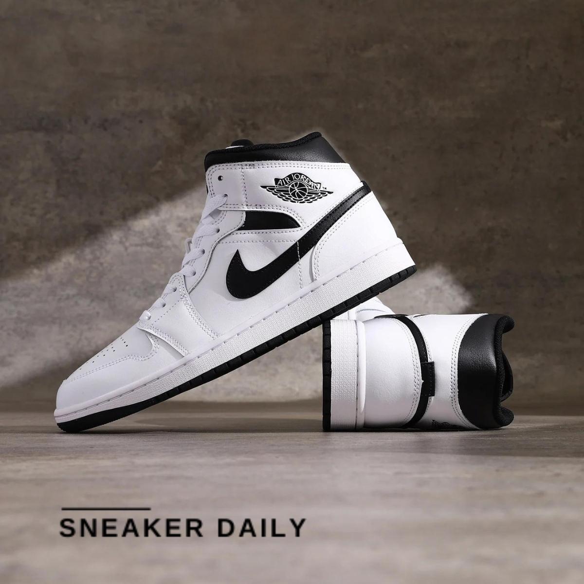 Giày Air Jordan 1 Mid White Black DQ8426-132 - Ảnh 5