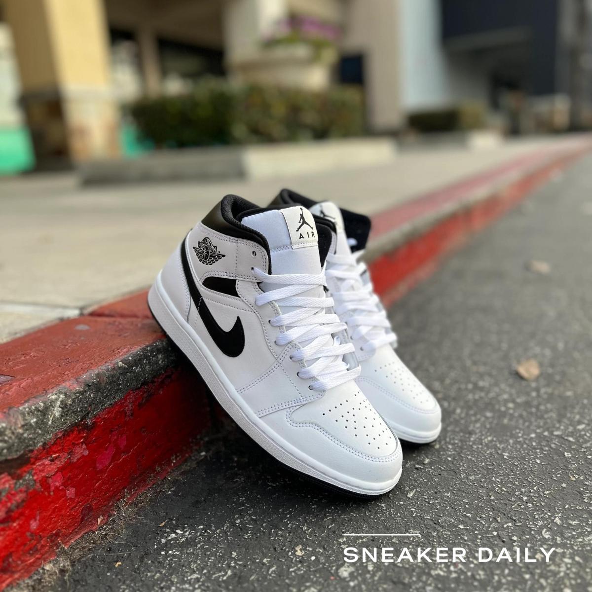 Giày Air Jordan 1 Mid White Black DQ8426-132 - Ảnh 7