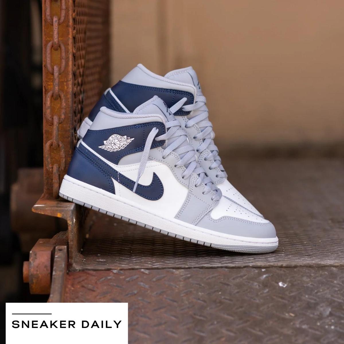 Giày Air Jordan 1 Mid Wolf Grey Midnight Navy DQ8426-104 - Ảnh 2