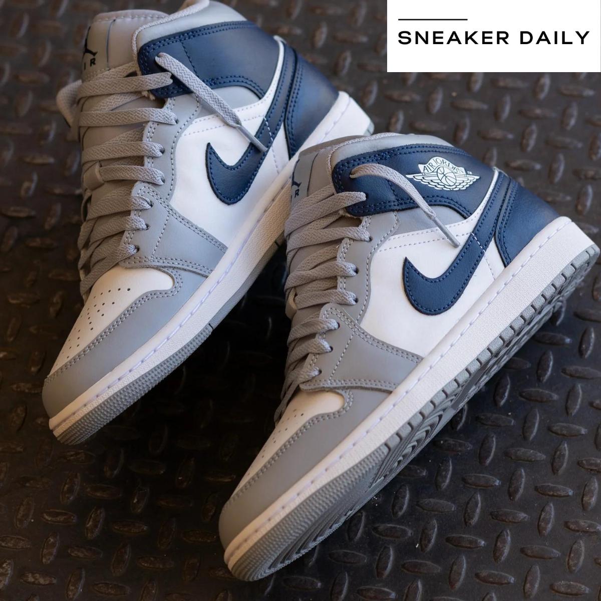 Giày Air Jordan 1 Mid Wolf Grey Midnight Navy DQ8426-104 - Ảnh 4