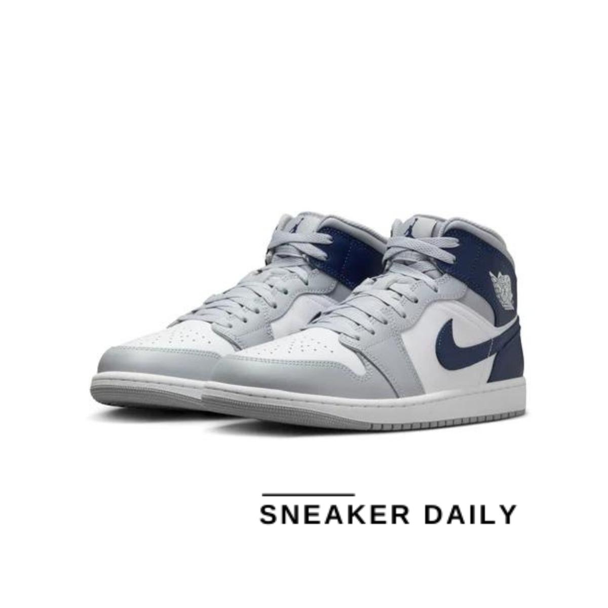 Giày Air Jordan 1 Mid Wolf Grey Midnight Navy DQ8426-104 - Ảnh 6