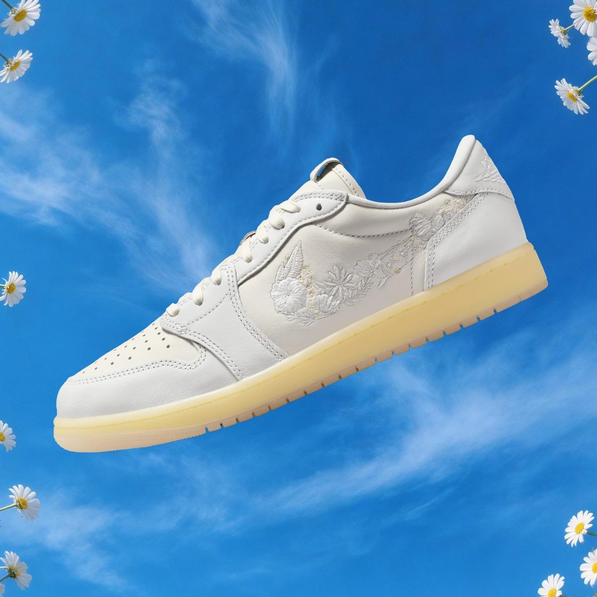 Giày Air Jordan 1 Retro Low OG Sail Floral Swoosh IF4391-100 - Ảnh 6