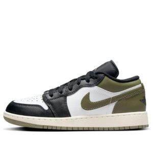 Giày (GS) Air Jordan 1 Low Black Toe Medium Olive 553560-092