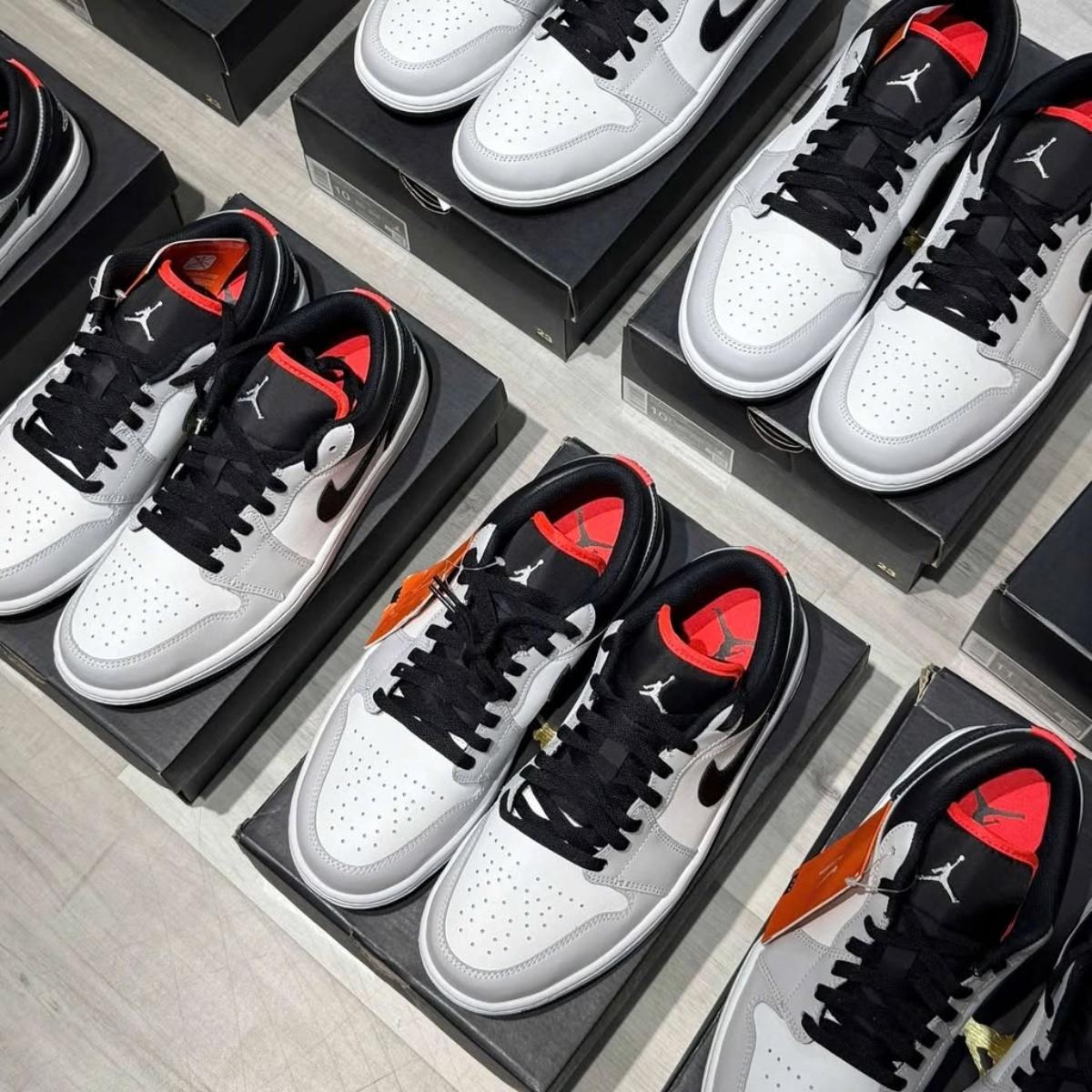 Giày Nike Air Jordan 1 Low Neutral Grey Infrared 553558-045 - Ảnh 5