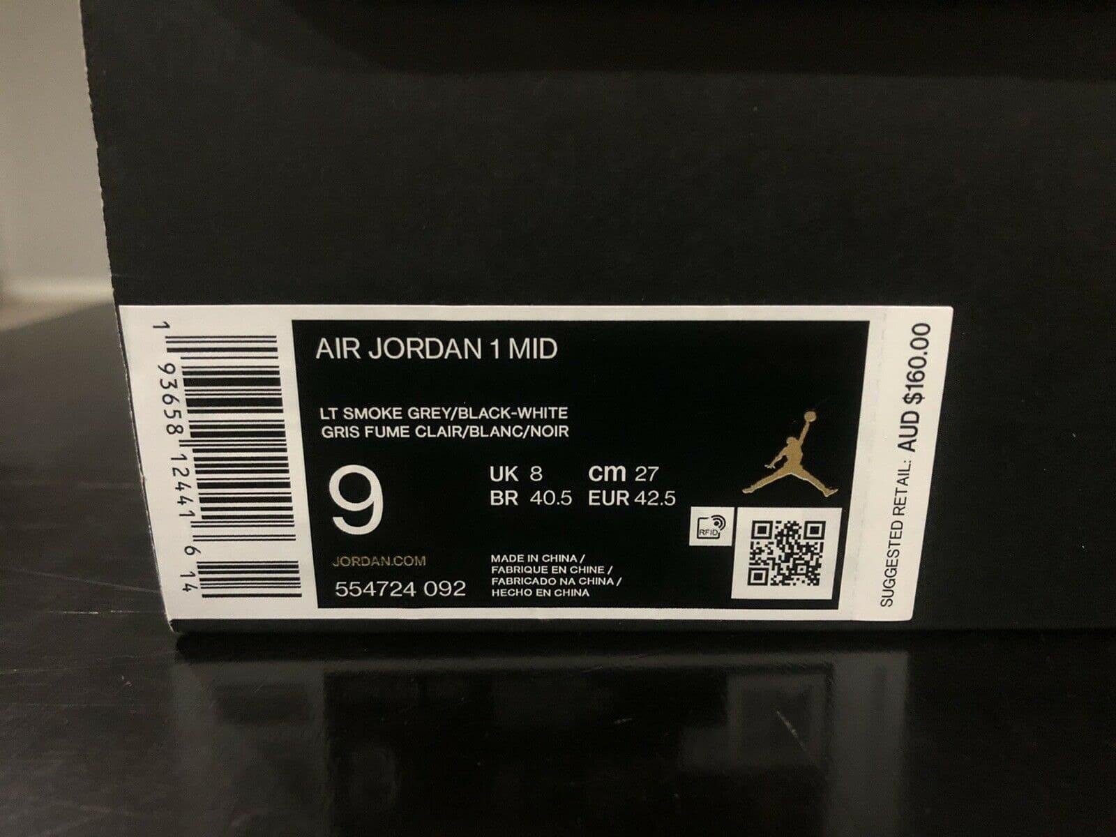 Giày Nike Air Jordan 1 Mid Smoke Grey 554724-092 - Ảnh 16