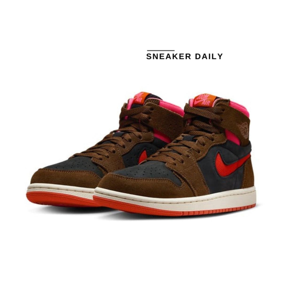 Giày (WMNS) Air Jordan 1 High Zoom Comfort 2 Cacao Wow Picante Red DV1305-206 - Ảnh 3