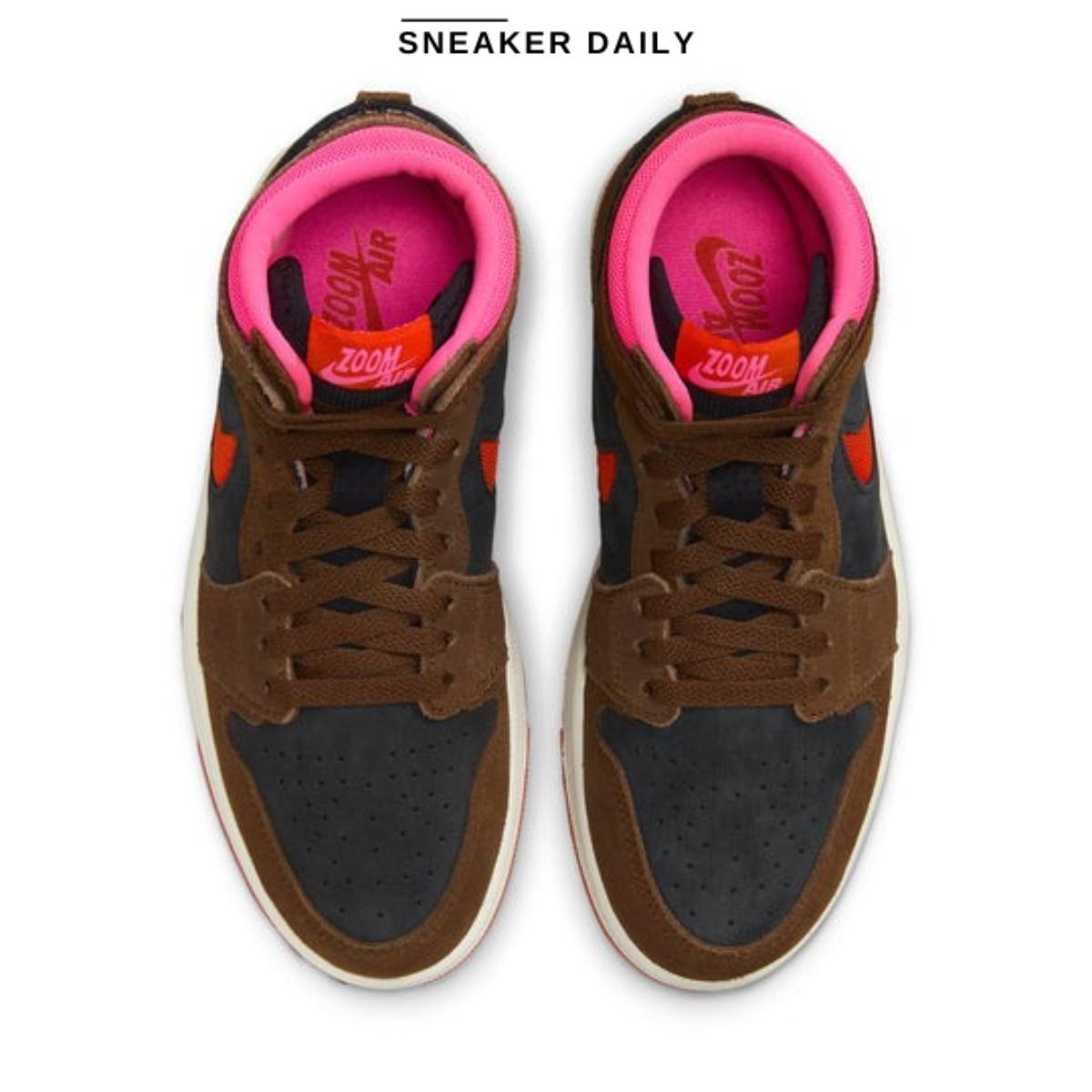 Giày (WMNS) Air Jordan 1 High Zoom Comfort 2 Cacao Wow Picante Red DV1305-206 - Ảnh 4