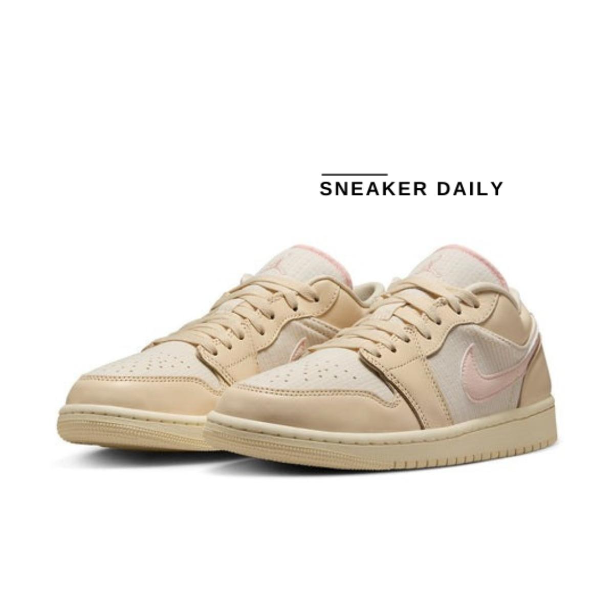 Giày WMNS Air Jordan 1 Low SE Linen Legend Pink phối đồ hằng ngày