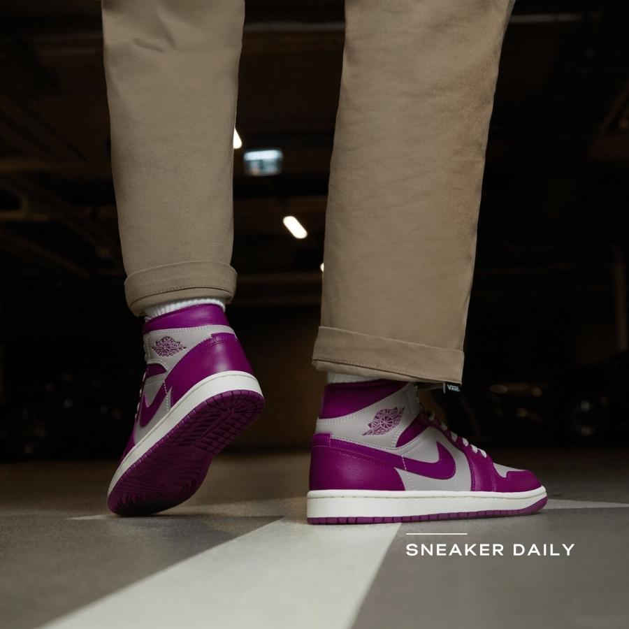 Giày (WMNS) Air Jordan 1 Mid Magenta BQ6472-501 - Ảnh 7