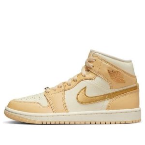 Giày (WMNS) Air Jordan 1 Mid Pale Vanilla Gold FB9892-200