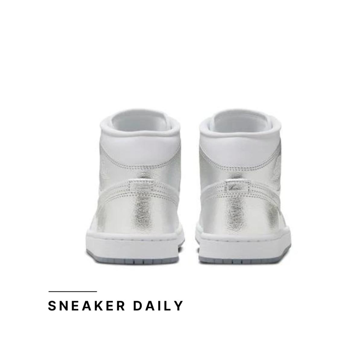 Giày WMNS Air Jordan 1 Mid SE Metallic Silver FN5031-100 phối đồ
