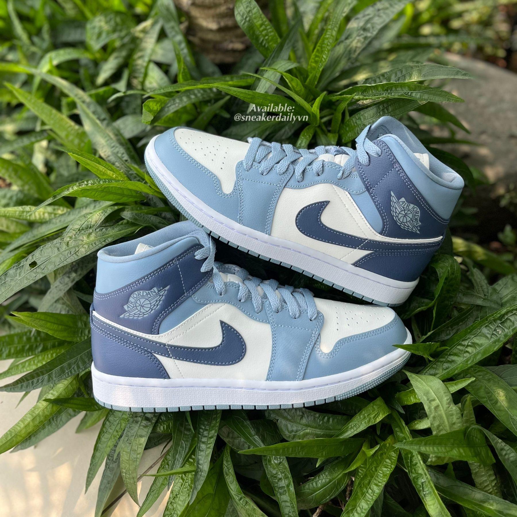 Giày (WMNS) Air Jordan 1 Mid Two-Tone Blue BQ6472-140 - Ảnh 4