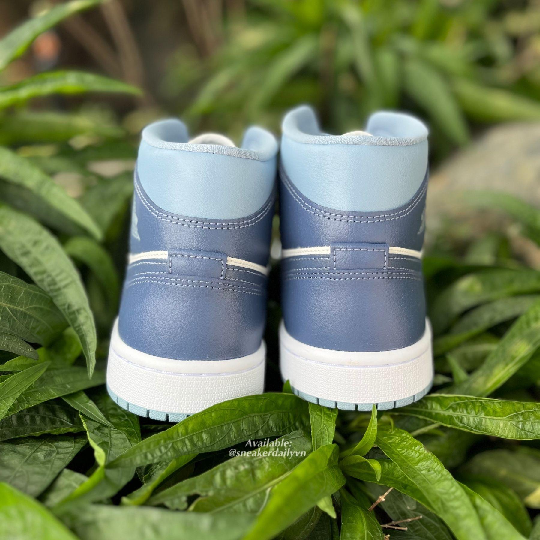 Giày (WMNS) Air Jordan 1 Mid Two-Tone Blue BQ6472-140 - Ảnh 6