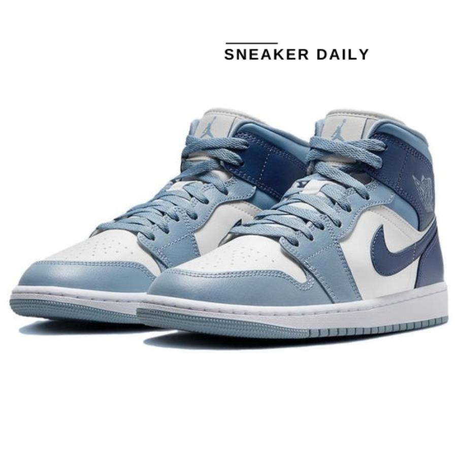 Giày (WMNS) Air Jordan 1 Mid Two-Tone Blue BQ6472-140 - Ảnh 8