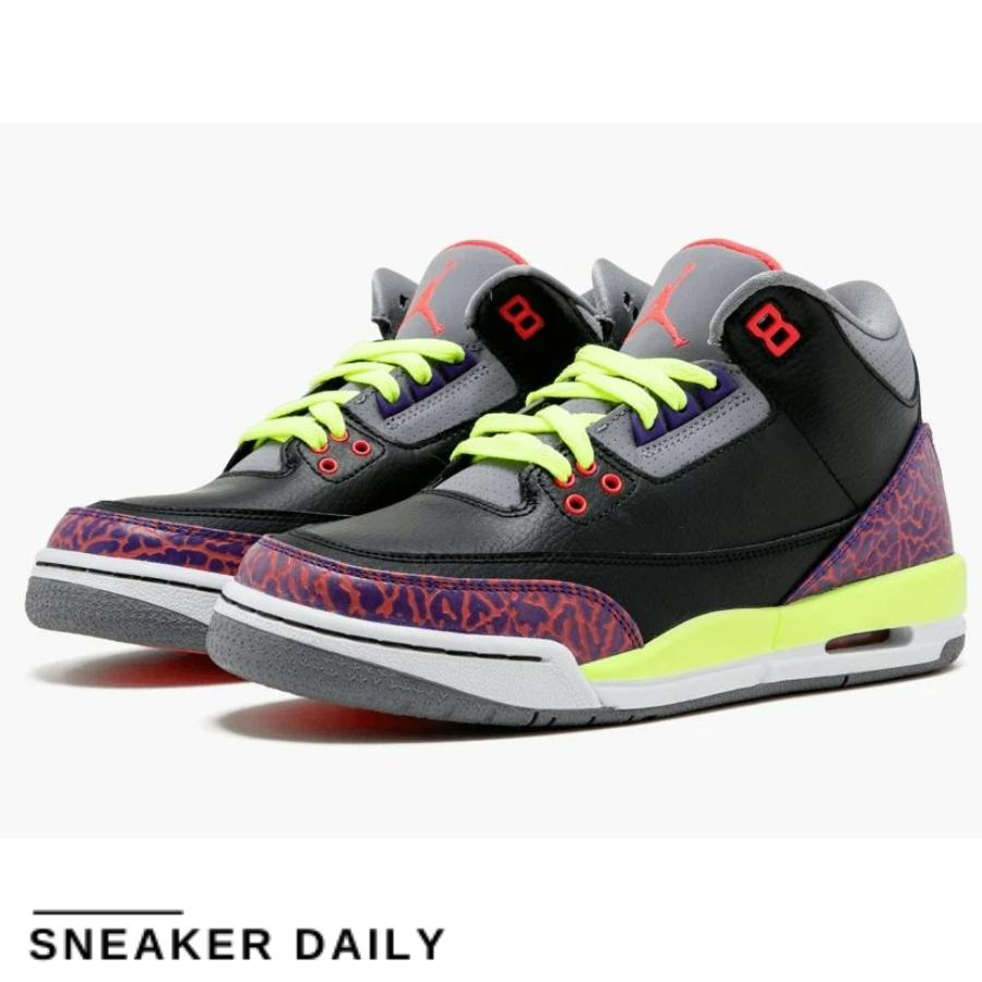 Giày Air Jordan 3 Retro Black Atomic Red (GS) 441140-039 - Ảnh 10