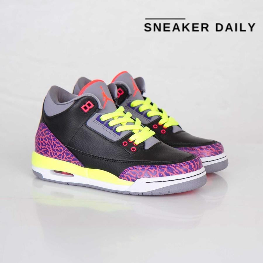 Giày Air Jordan 3 Retro Black Atomic Red (GS) 441140-039 - Ảnh 6