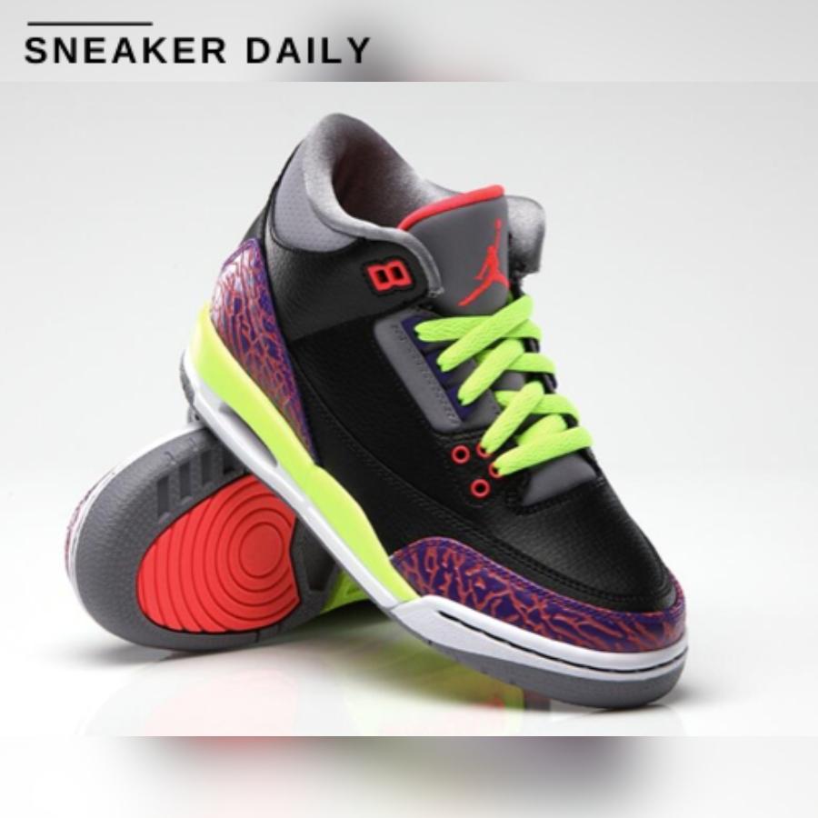 Giày Air Jordan 3 Retro Black Atomic Red (GS) 441140-039 - Ảnh 7