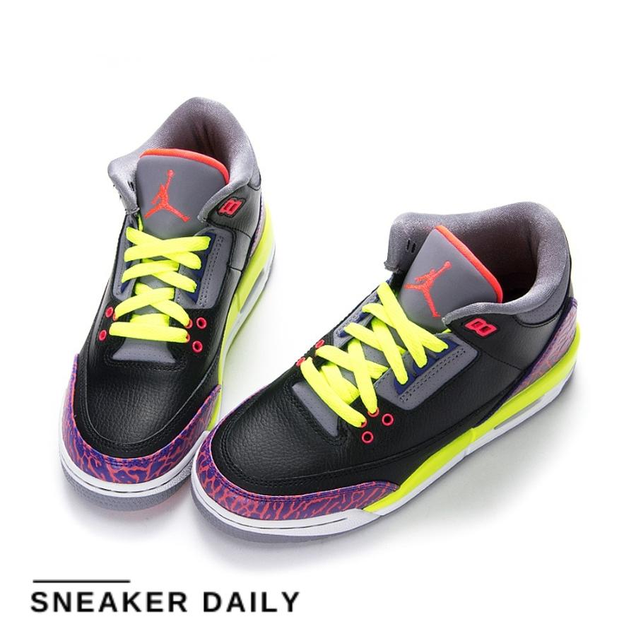 Giày Air Jordan 3 Retro Black Atomic Red (GS) 441140-039 - Ảnh 8