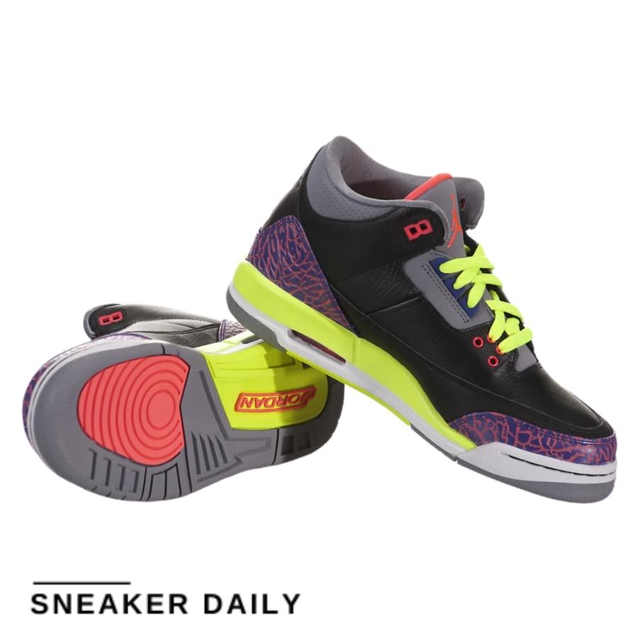 Giày Air Jordan 3 Retro Black Atomic Red (GS) 441140-039 - Ảnh 9